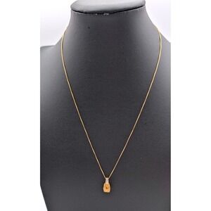Clyde Duneier CID 14K Gold Citrine Diamond Pendant Necklace Box Chain 18 In